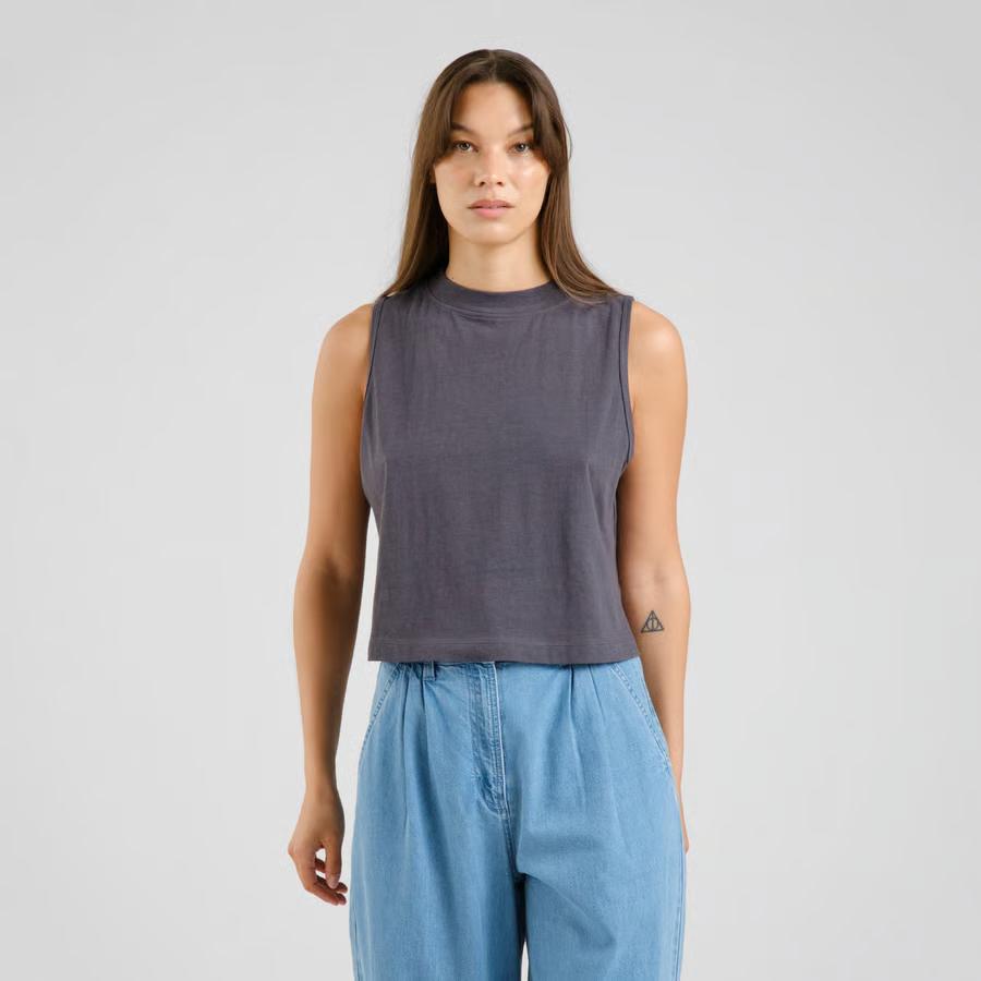 Dedicated Namsos Hemp Charcoal Top Damen grau 